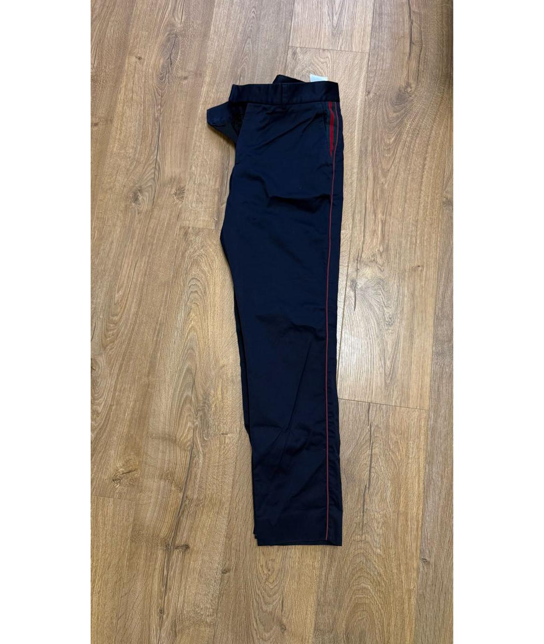 GUCCI Синие хлопковые классические брюки, фото 2