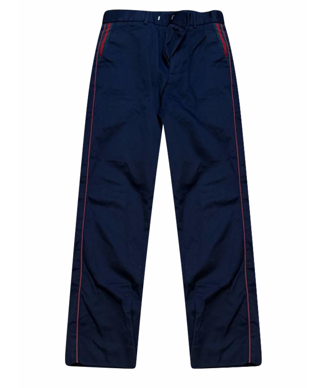 GUCCI Синие хлопковые классические брюки, фото 1
