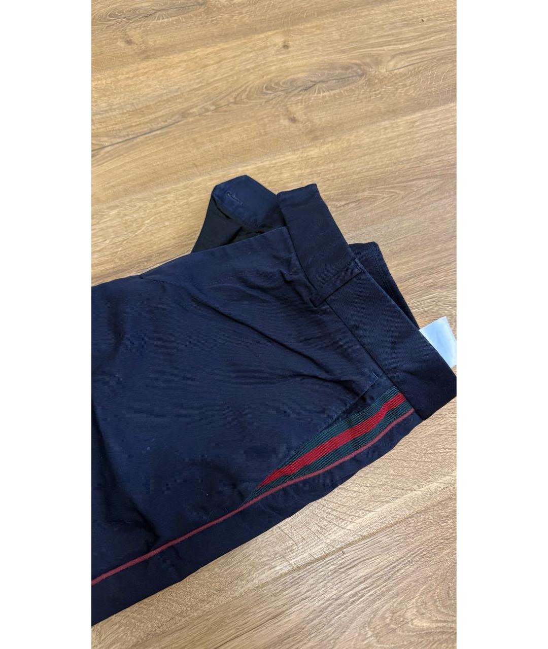 GUCCI Синие хлопковые классические брюки, фото 5
