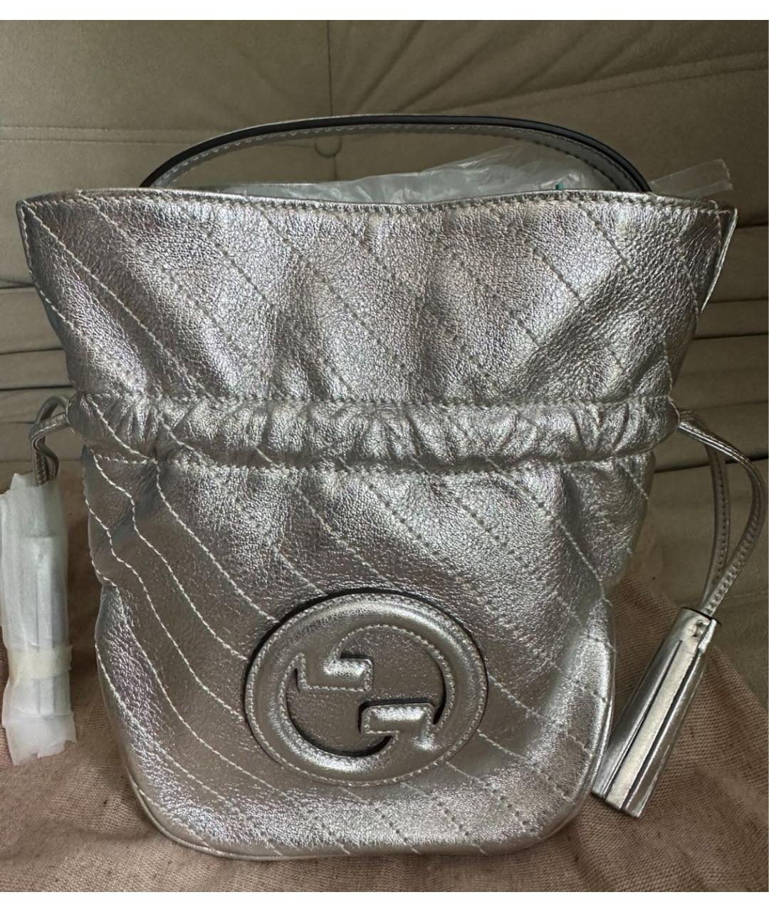 GUCCI Серебряная кожаная сумка через плечо, фото 6