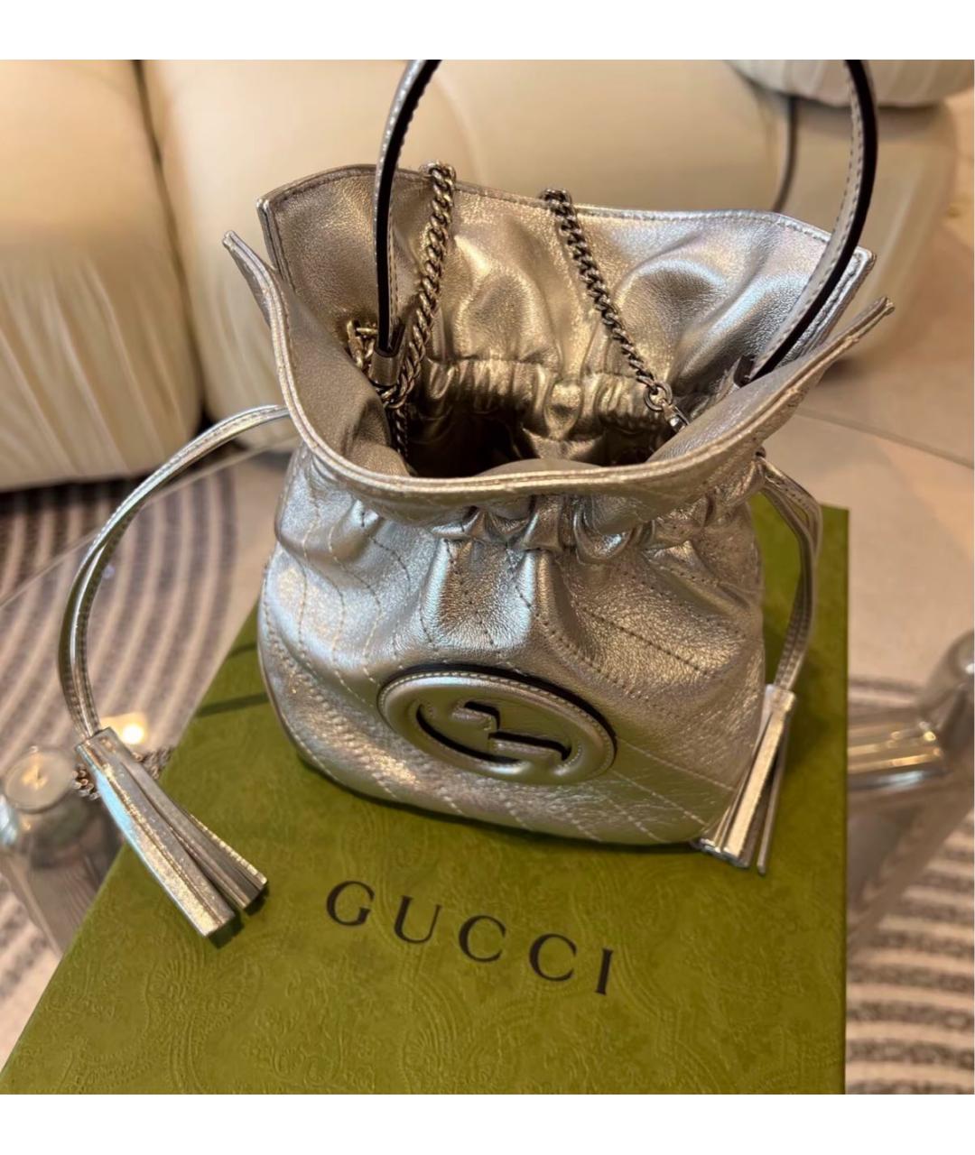 GUCCI Серебряная кожаная сумка через плечо, фото 7