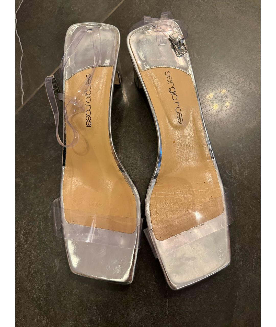 SERGIO ROSSI Серебряные босоножки, фото 2