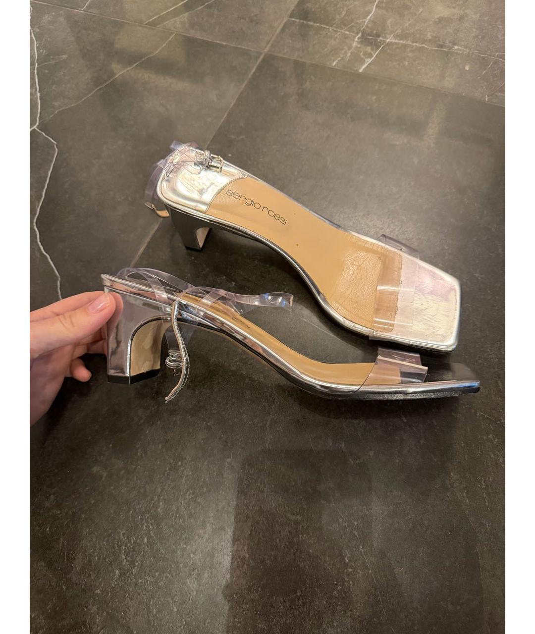SERGIO ROSSI Серебряные босоножки, фото 6