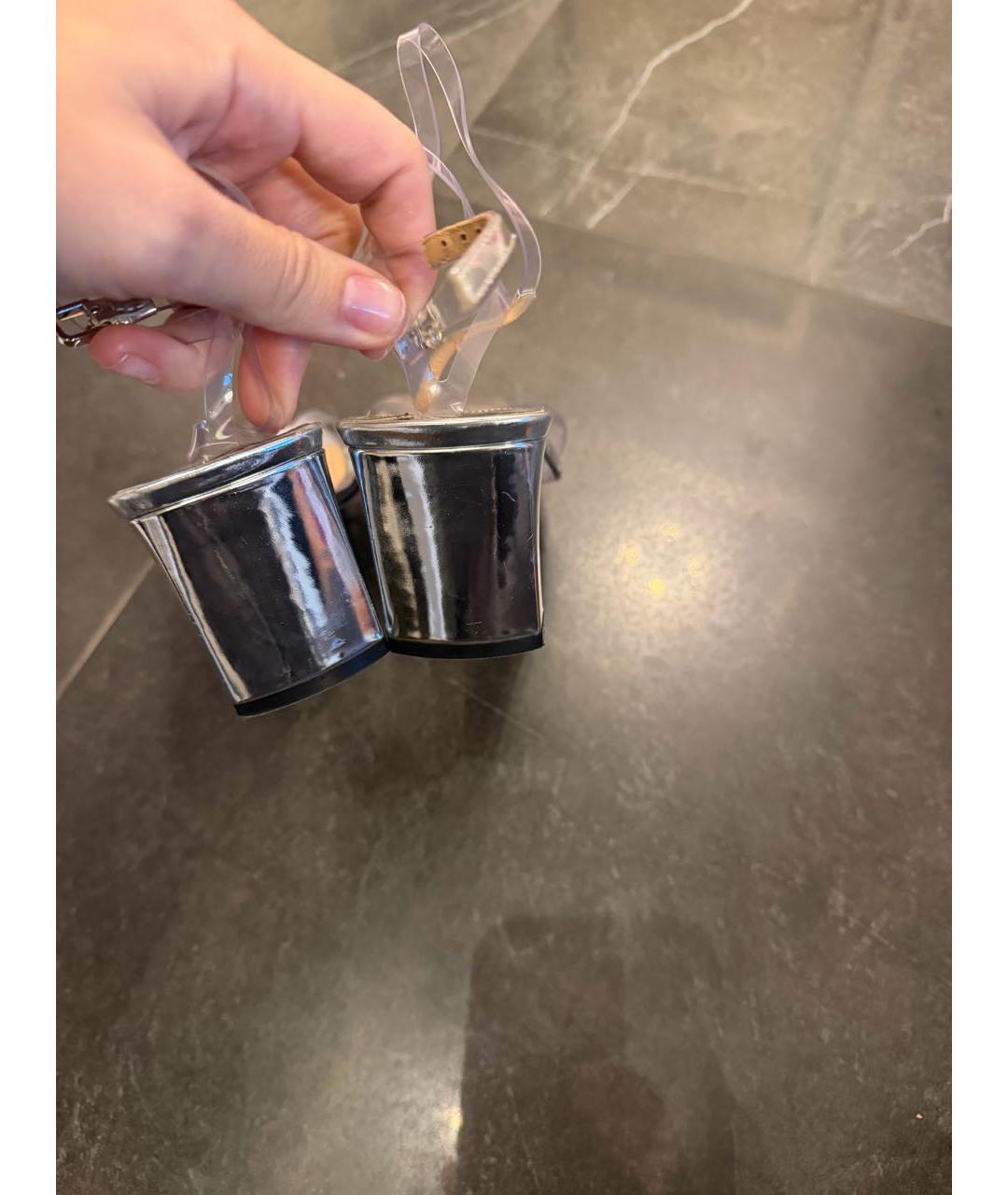 SERGIO ROSSI Серебряные босоножки, фото 4