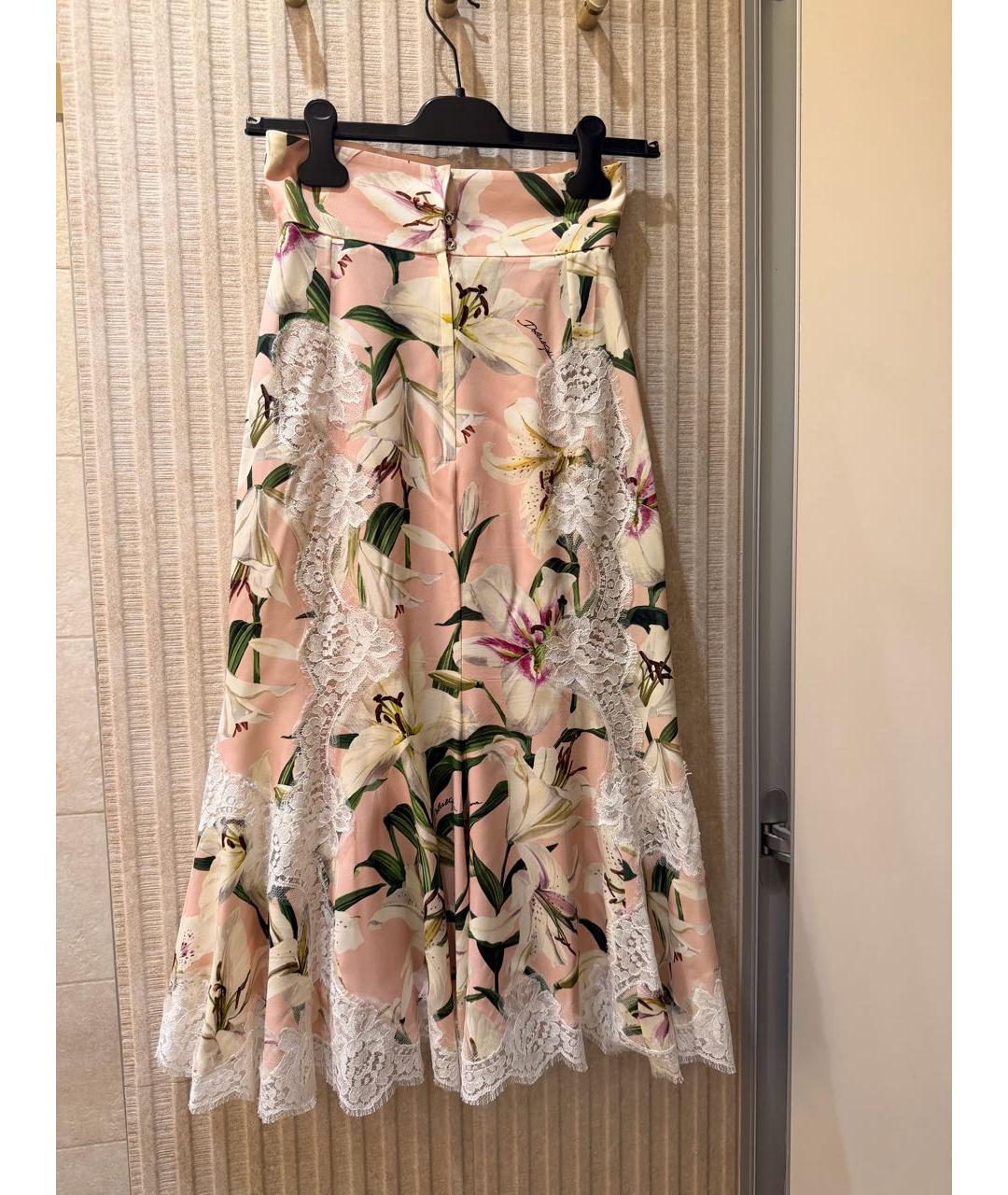 DOLCE&GABBANA Розовая шелковая юбка миди, фото 2