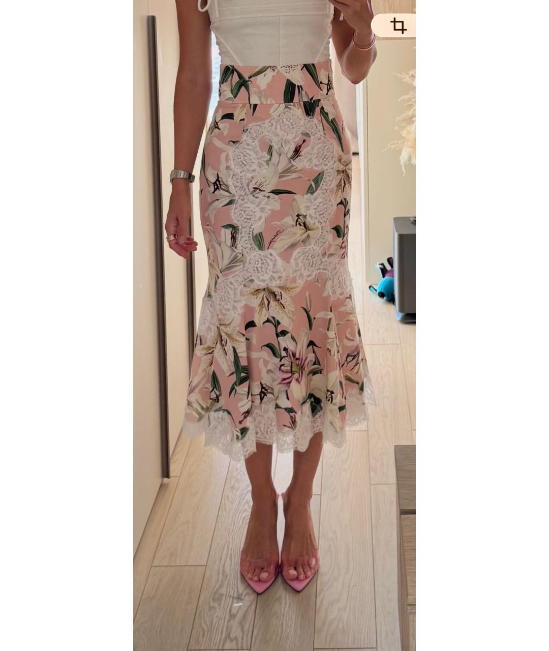 DOLCE&GABBANA Розовая шелковая юбка миди, фото 5