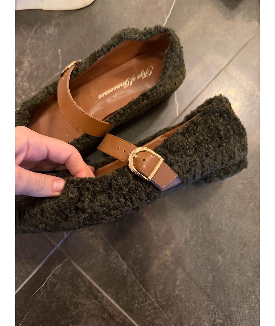 Age Of Innocence Хаки кожаные балетки, фото 5