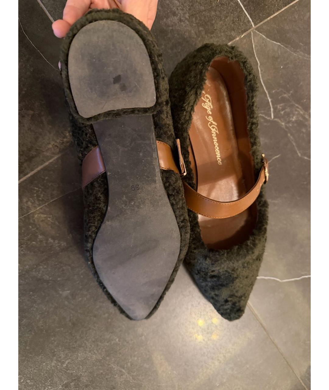 Age Of Innocence Хаки кожаные балетки, фото 4