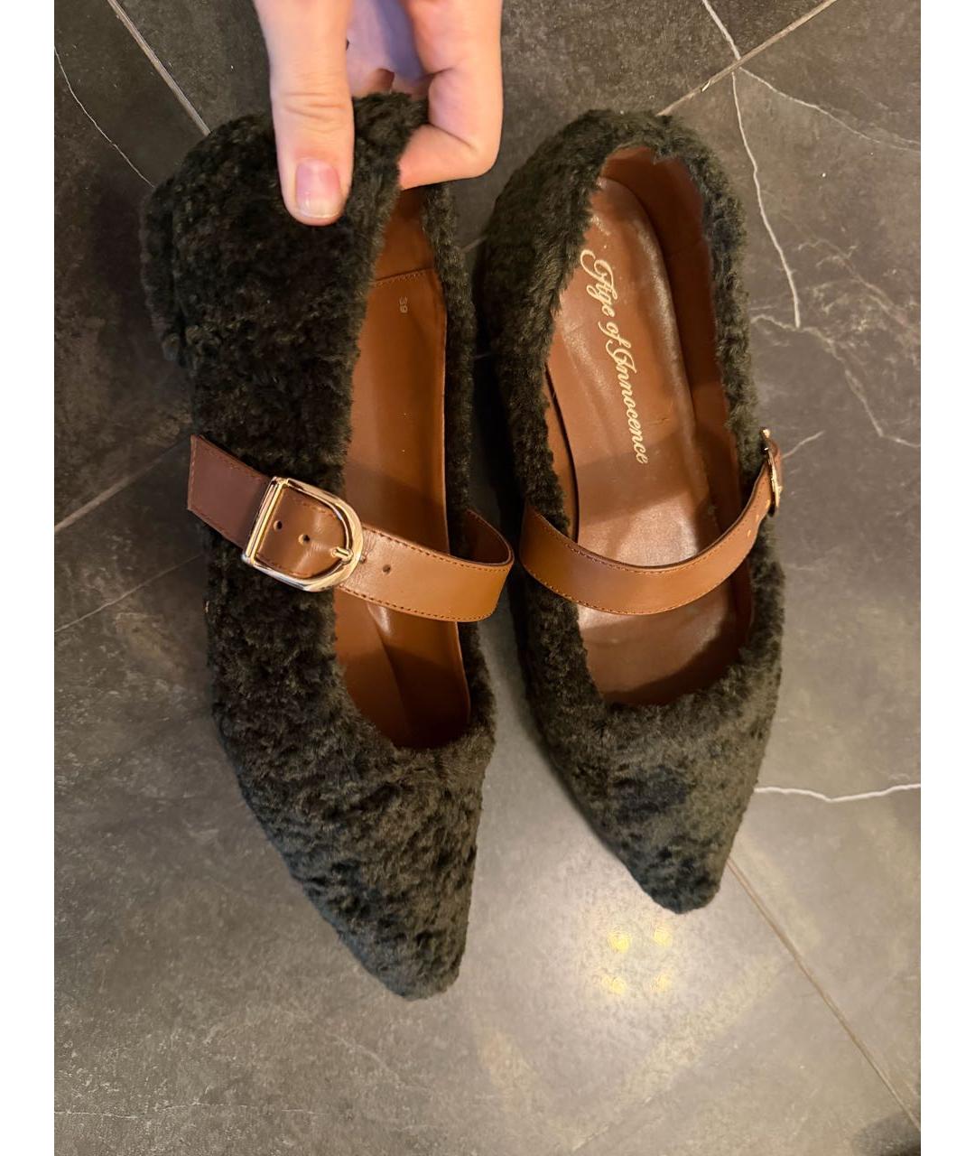 Age Of Innocence Хаки кожаные балетки, фото 3