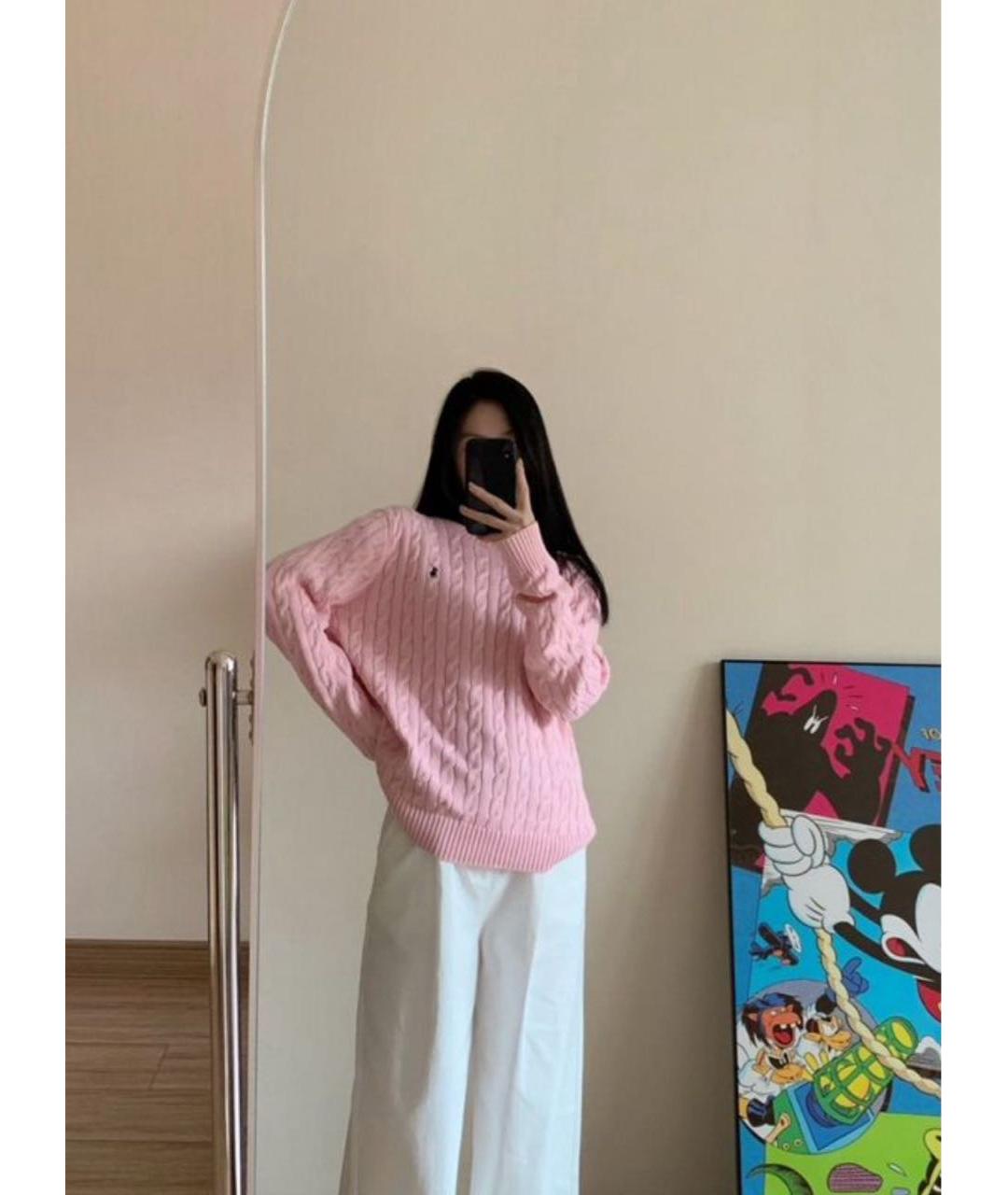 POLO RALPH LAUREN Розовый хлопковый джемпер / свитер, фото 7