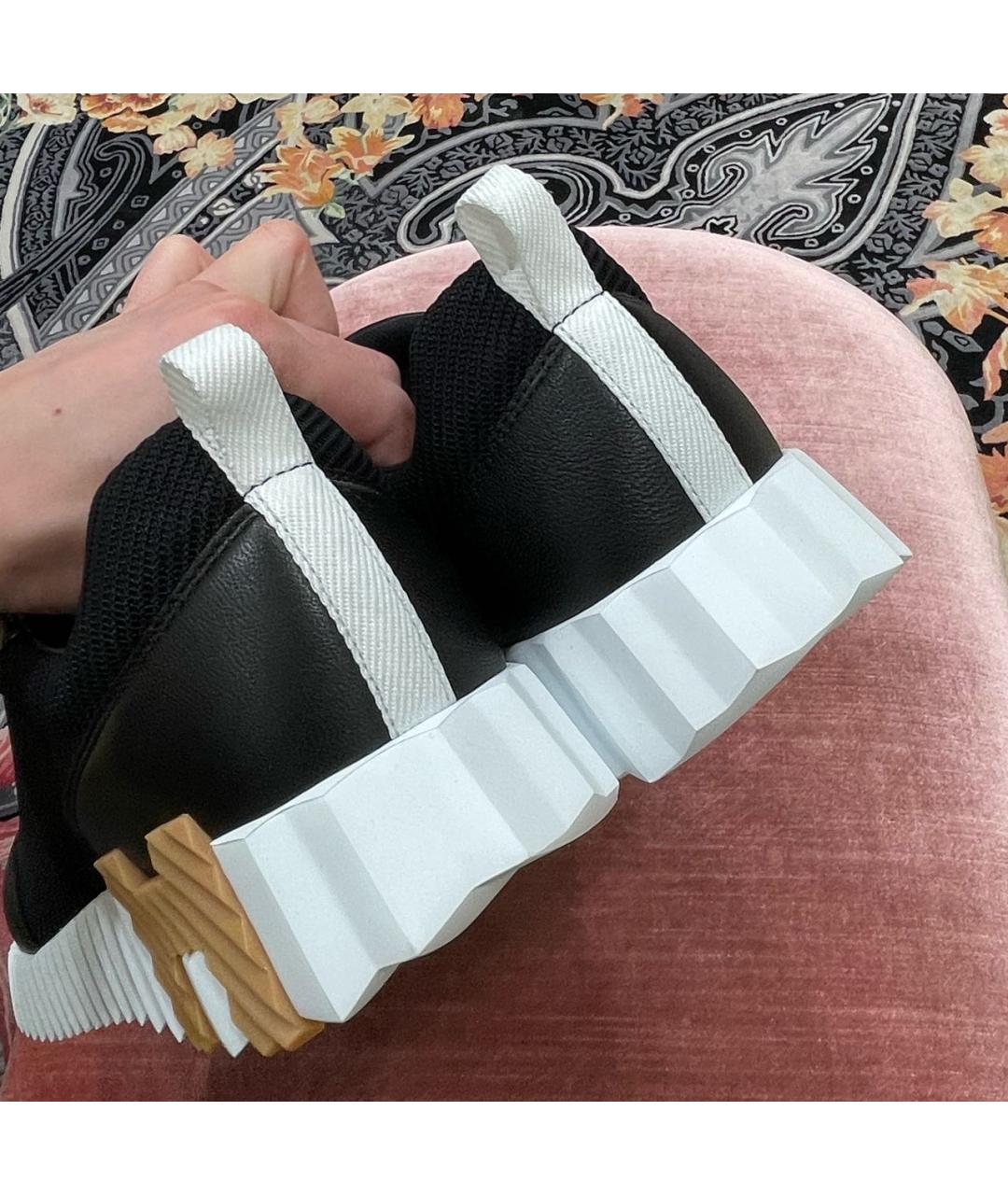 HERMES Черные кожаные кроссовки, фото 3