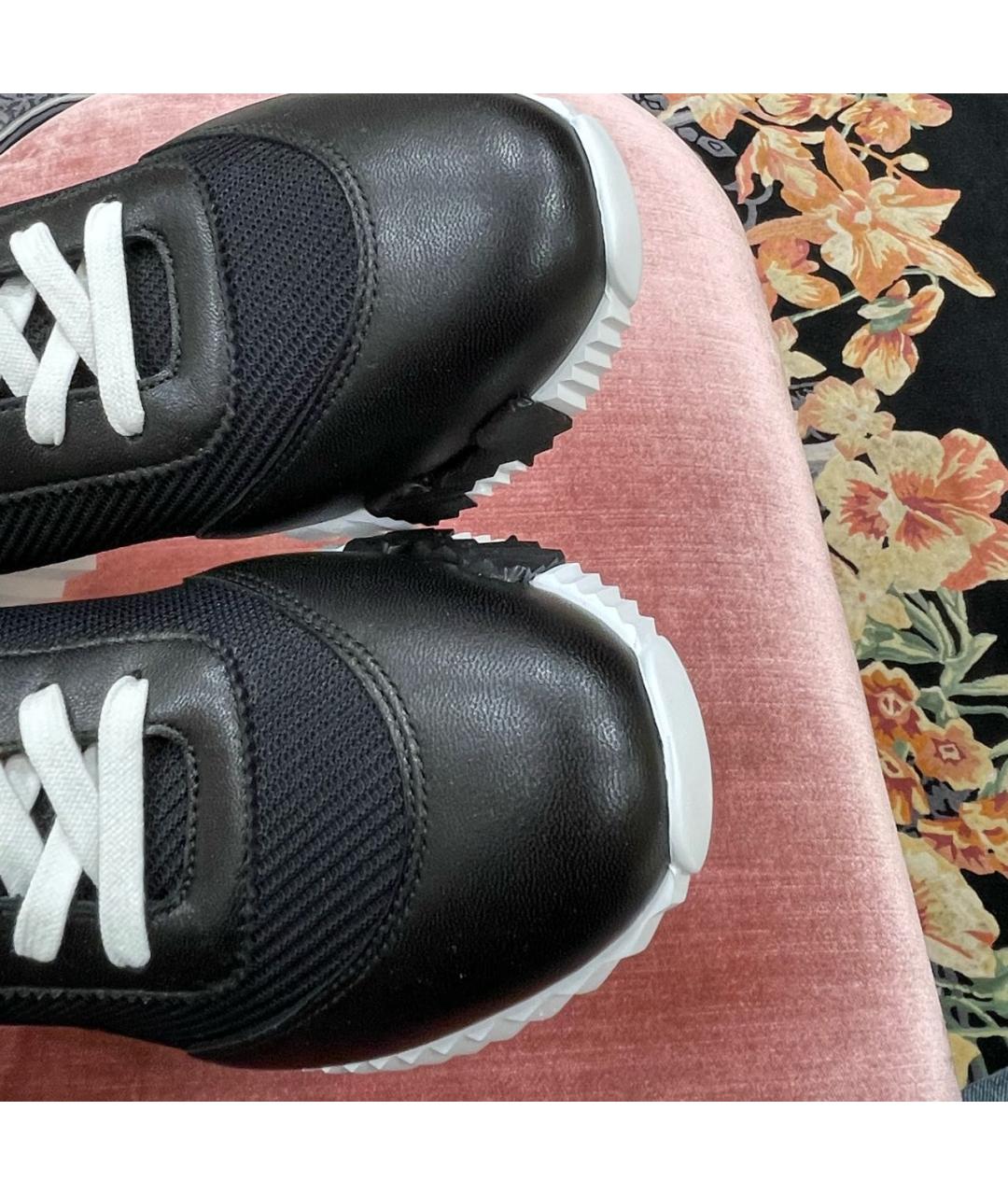 HERMES Черные кожаные кроссовки, фото 4