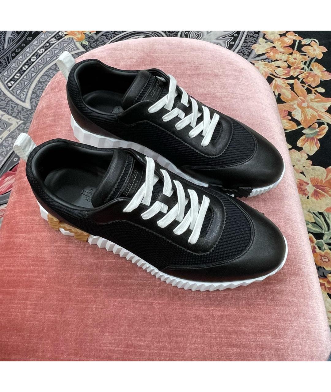 HERMES Черные кожаные кроссовки, фото 2