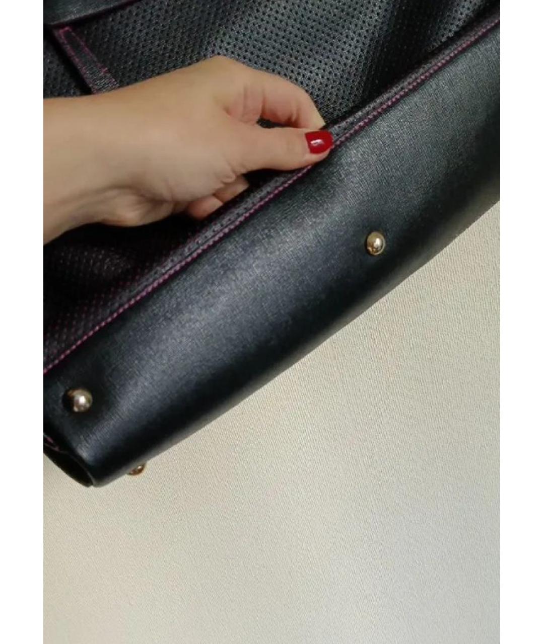 FURLA Черная кожаная сумка тоут, фото 6