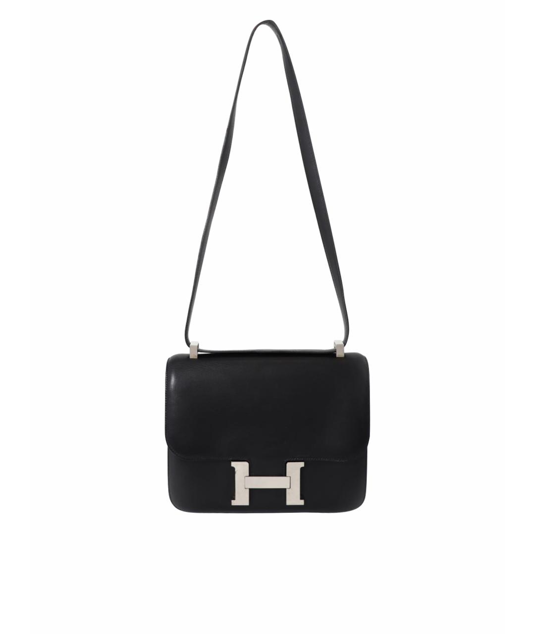 HERMES Черная кожаная сумка через плечо, фото 1