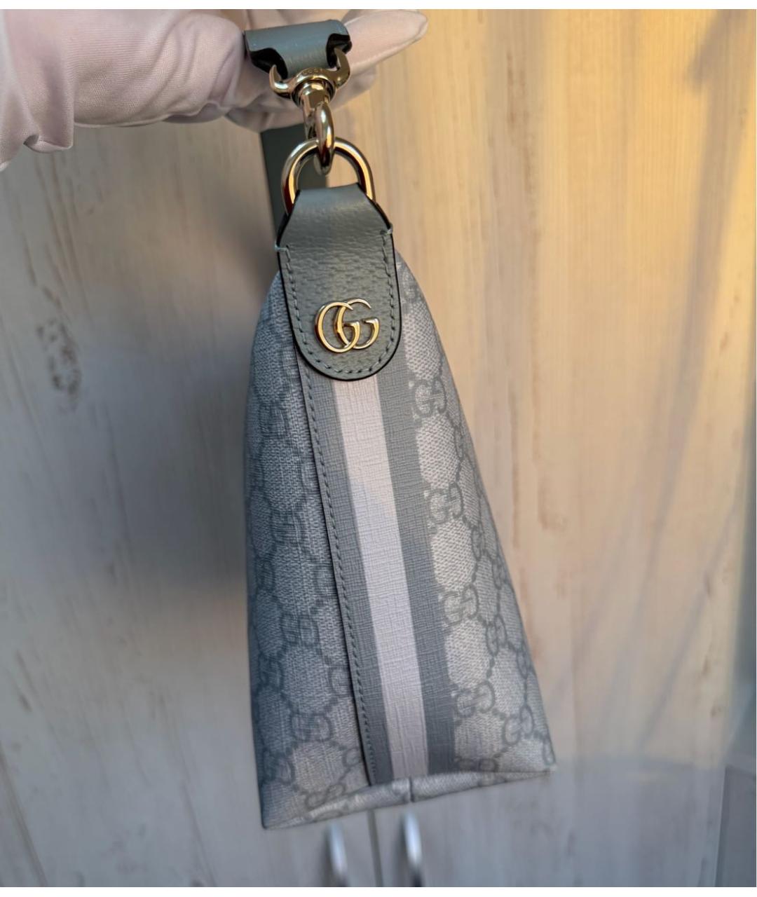 GUCCI Голубая кожаная сумка с короткими ручками, фото 4