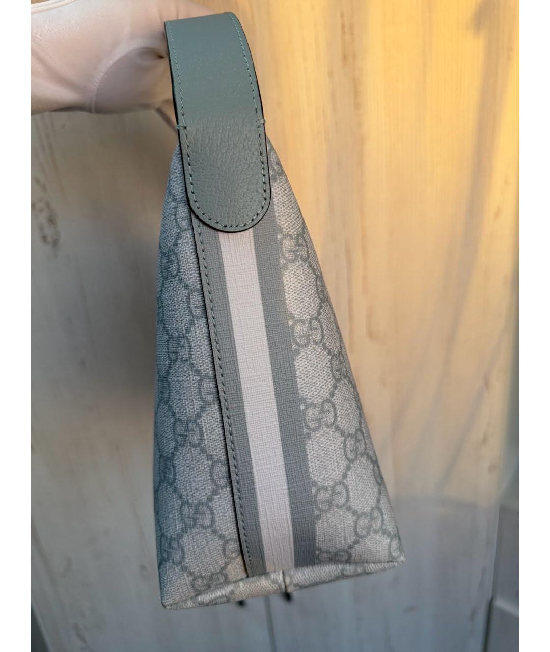 GUCCI Голубая кожаная сумка с короткими ручками, фото 3