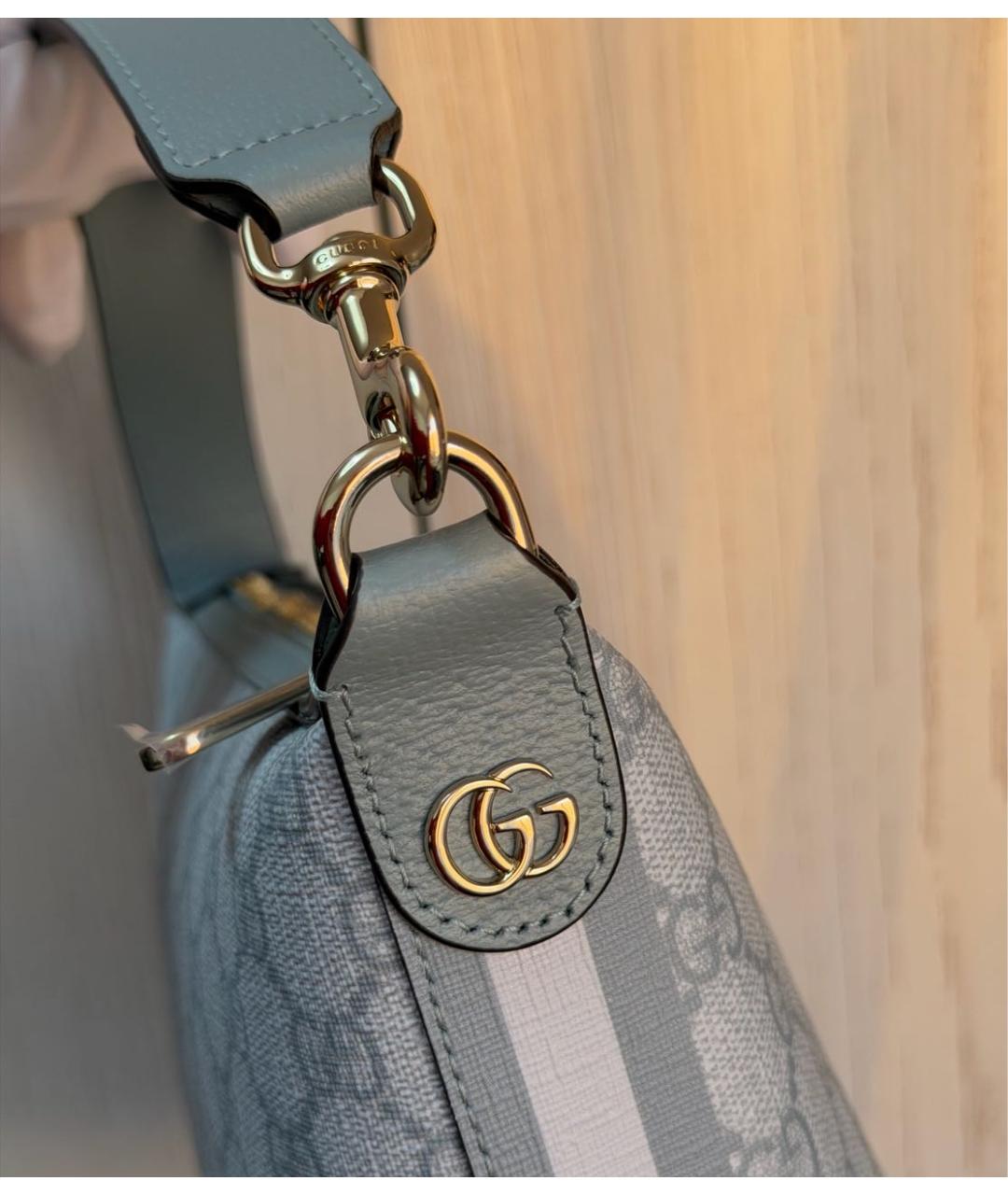 GUCCI Голубая кожаная сумка с короткими ручками, фото 5