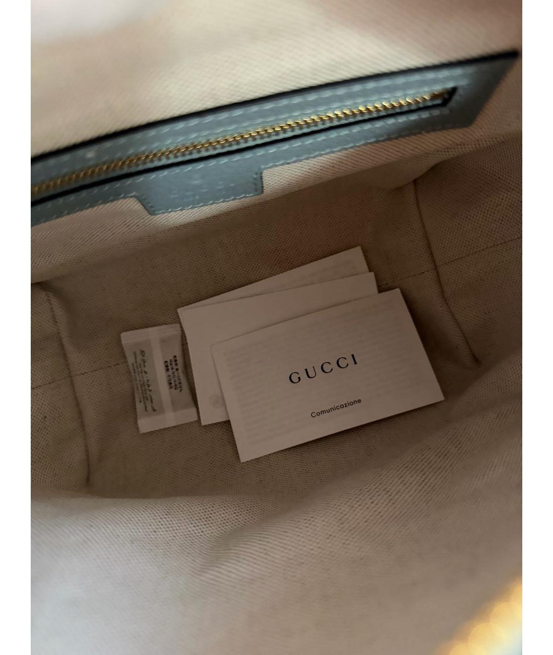 GUCCI Голубая кожаная сумка с короткими ручками, фото 8