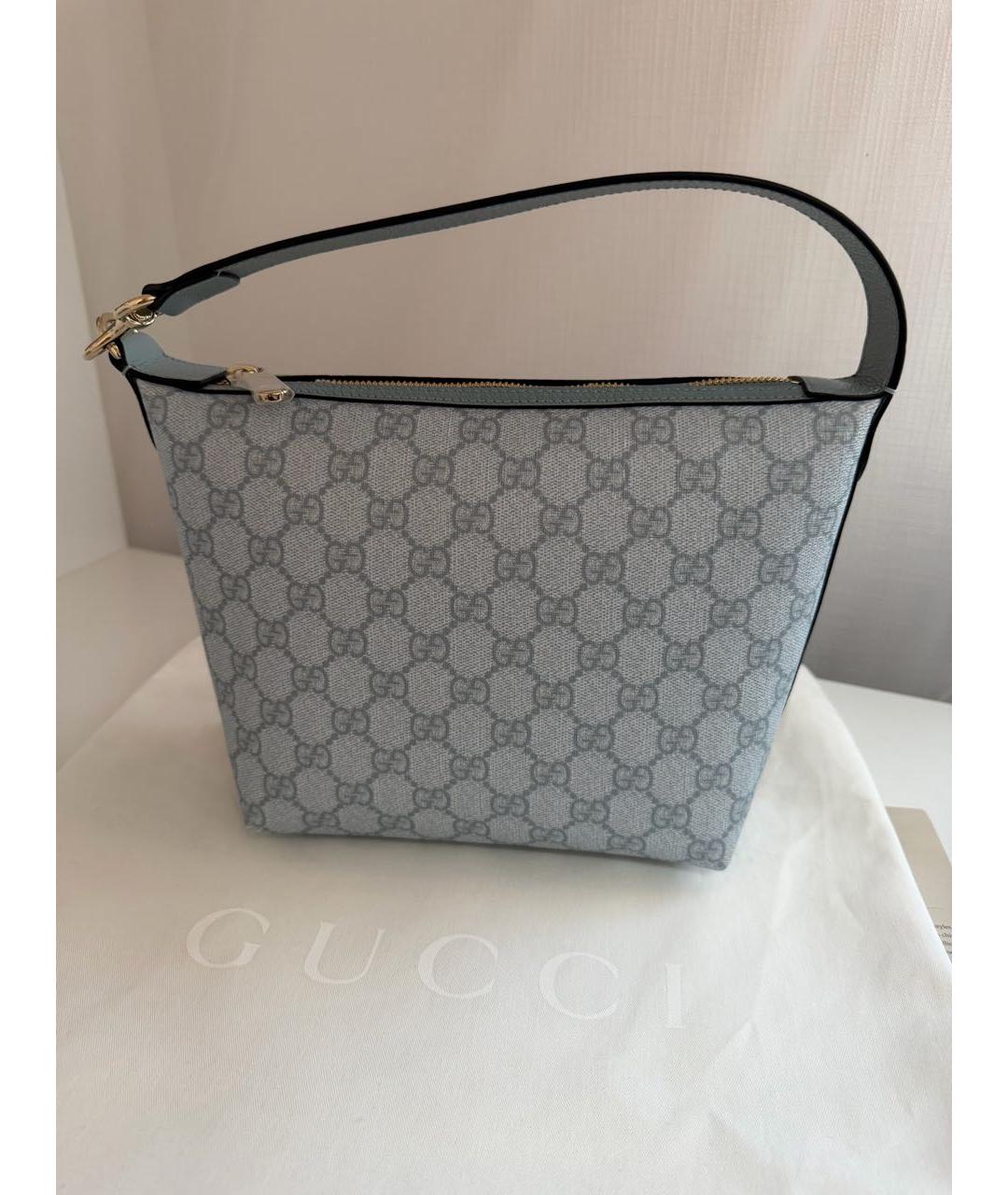 GUCCI Голубая кожаная сумка с короткими ручками, фото 9