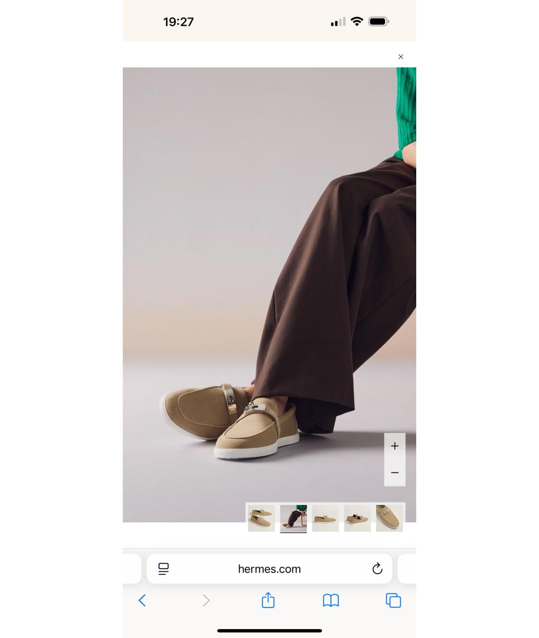 HERMES Бежевые замшевые лоферы, фото 5