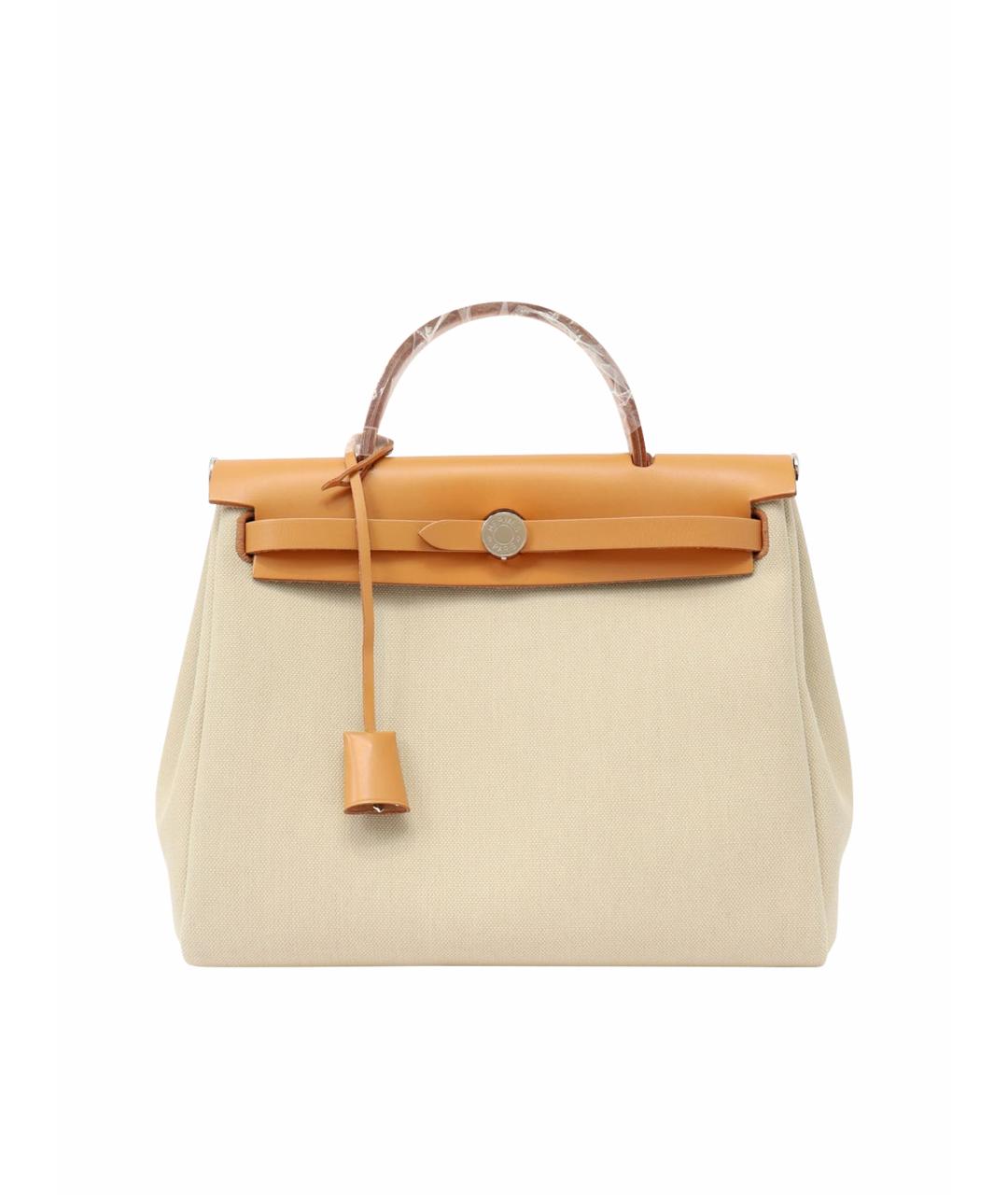 HERMES Бежевая тканевая сумка через плечо, фото 1