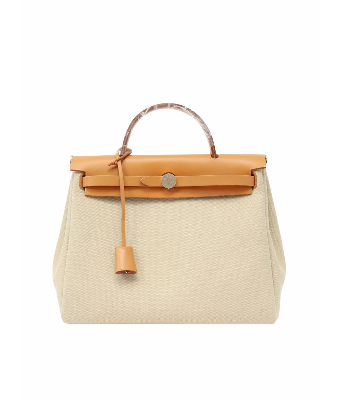 HERMES Бежевая тканевая сумка через плечо, фото 9