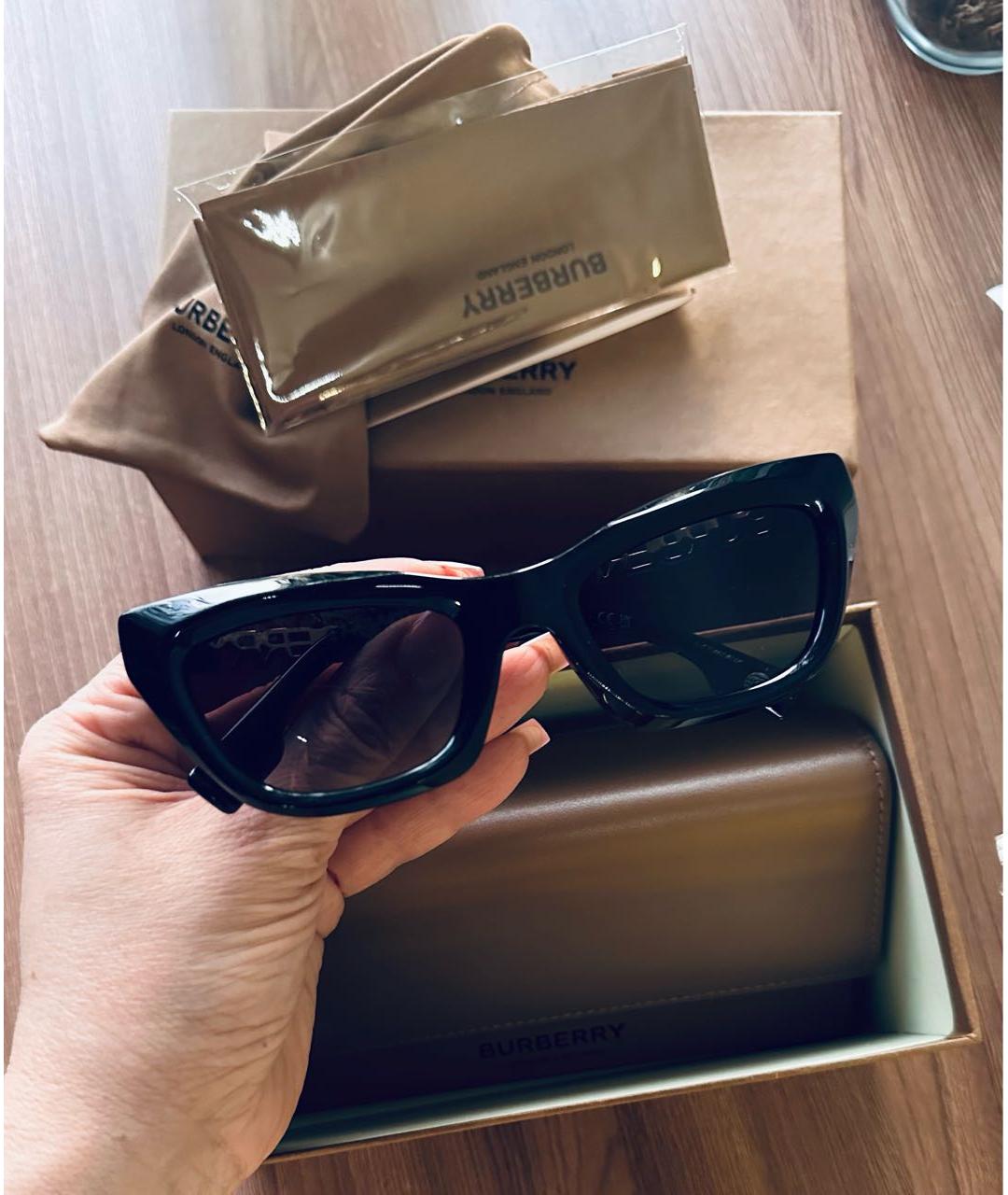 BURBERRY Черные пластиковые солнцезащитные очки, фото 5