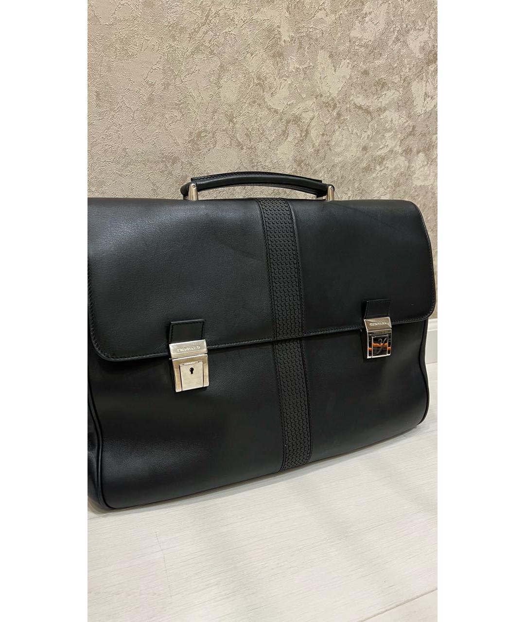 CHOPARD Черный кожаный портфель, фото 4