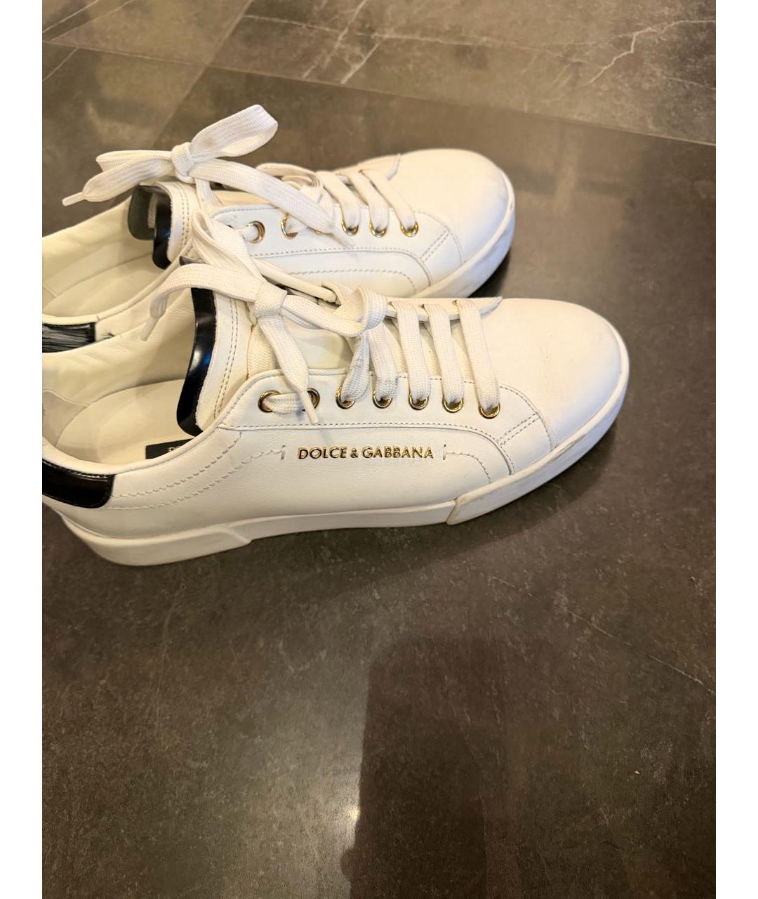 DOLCE&GABBANA Белые кожаные кеды, фото 7