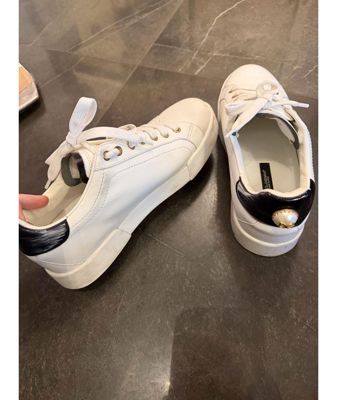 DOLCE&GABBANA Белые кожаные кеды, фото 6