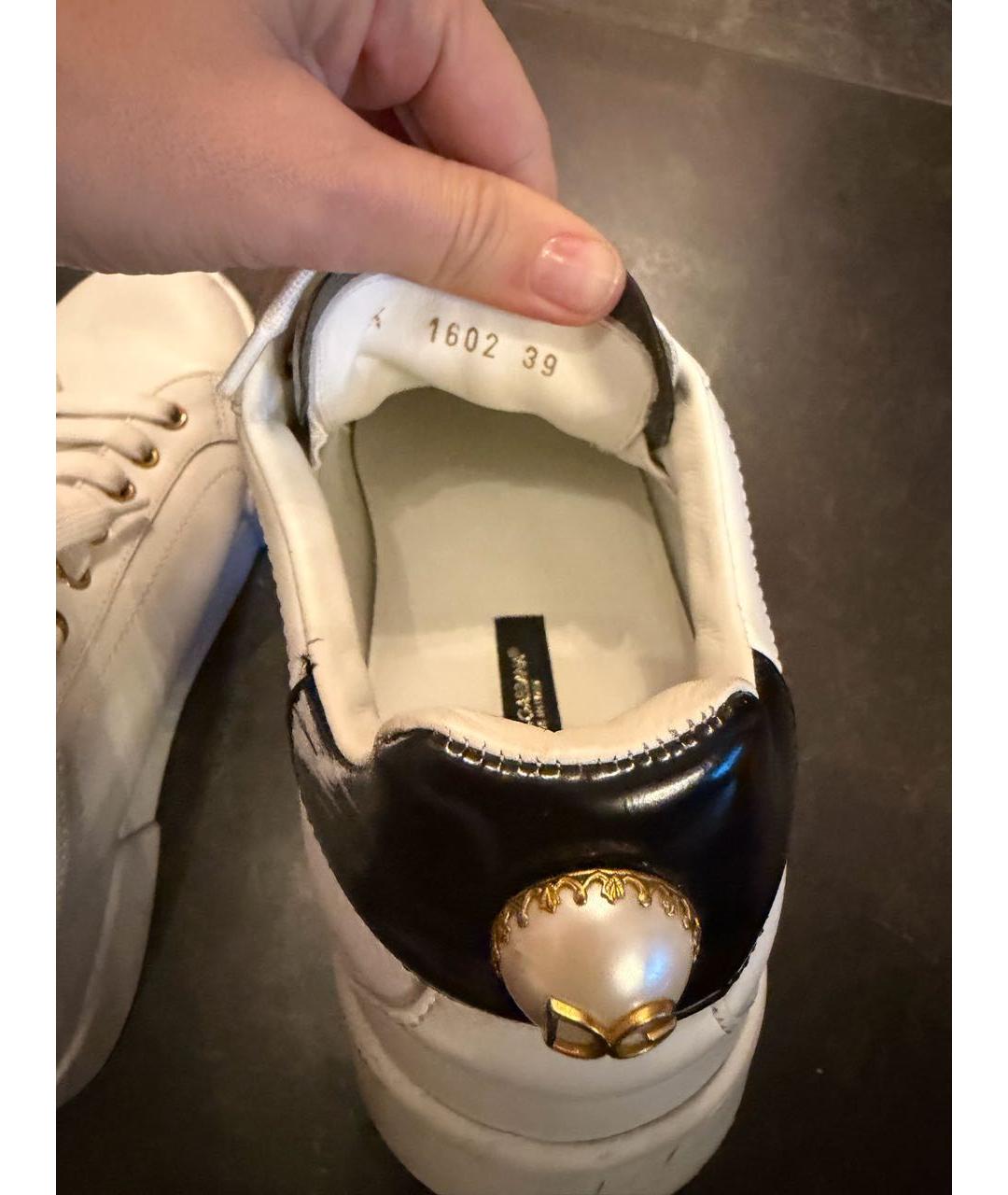 DOLCE&GABBANA Белые кожаные кеды, фото 4