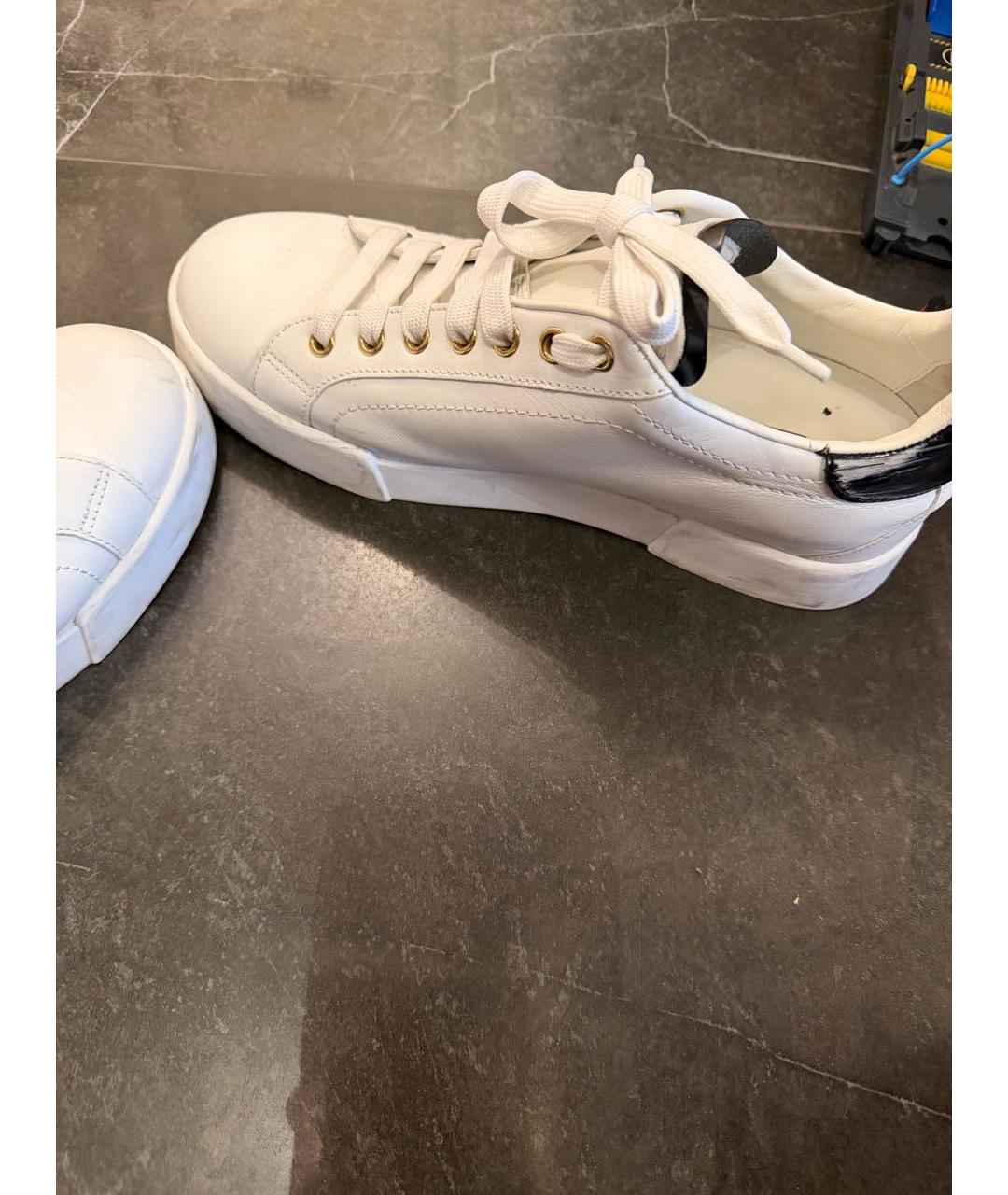 DOLCE&GABBANA Белые кожаные кеды, фото 5