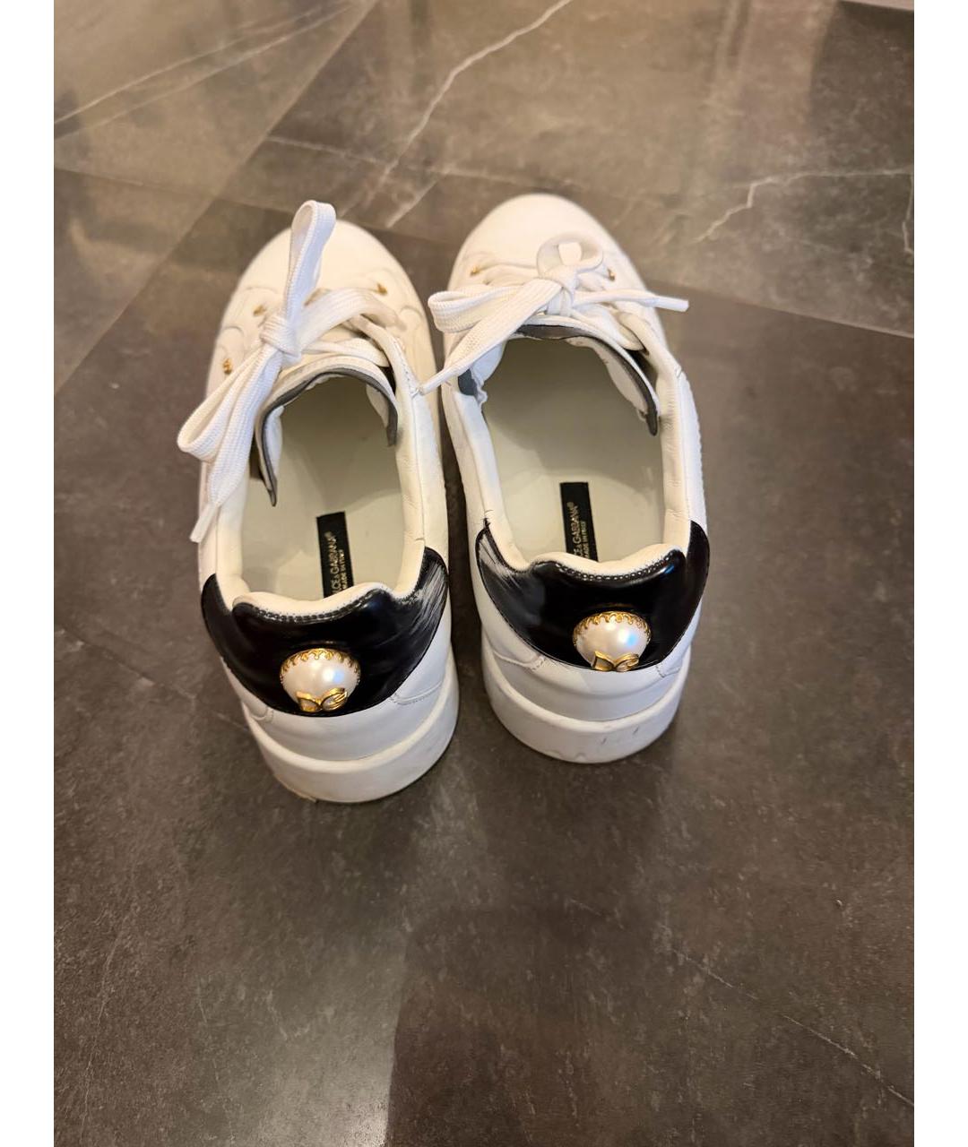 DOLCE&GABBANA Белые кожаные кеды, фото 3