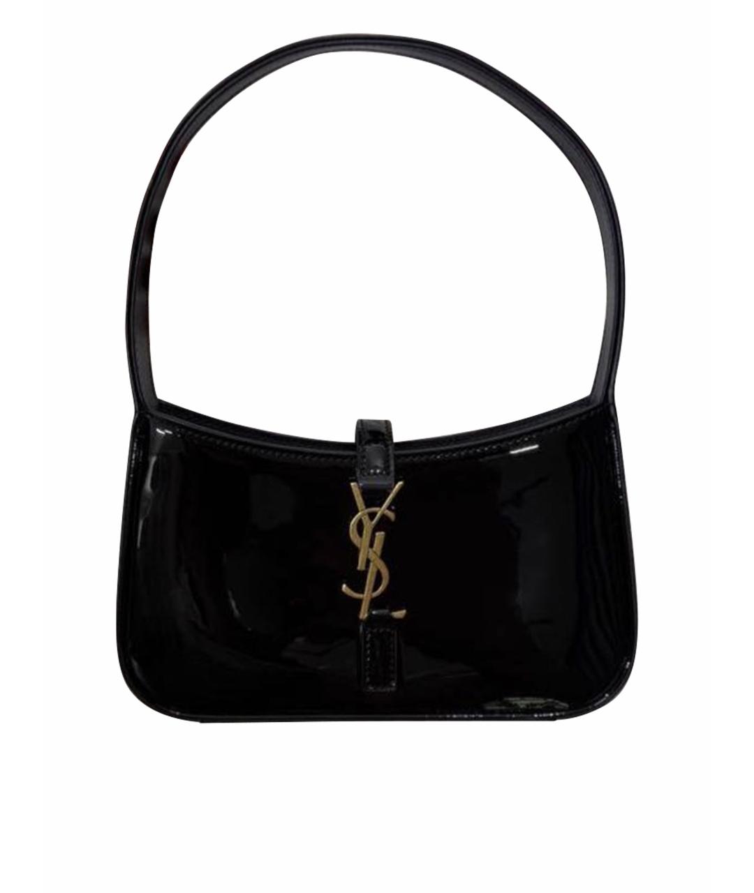SAINT LAURENT Черная сумка с короткими ручками из лакированной кожи, фото 1