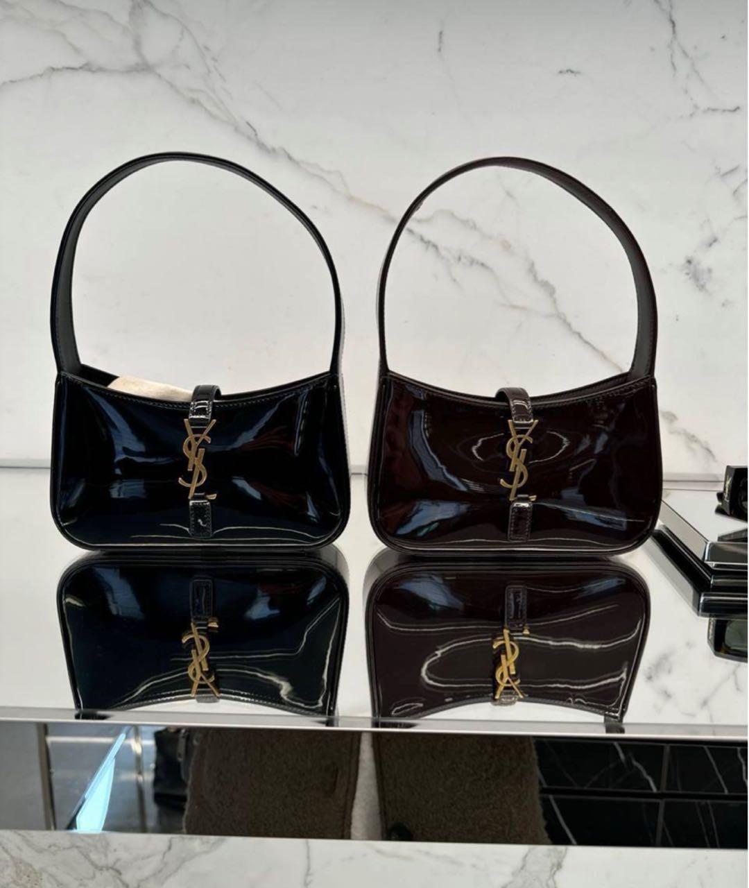 SAINT LAURENT Черная сумка с короткими ручками из лакированной кожи, фото 2