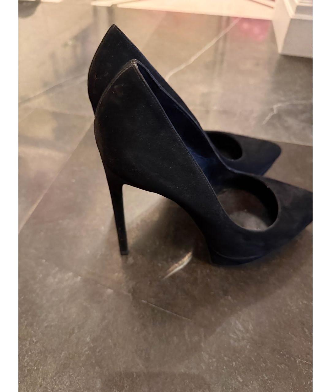 SAINT LAURENT Черные бархатные туфли, фото 3