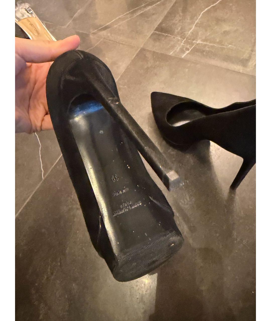 SAINT LAURENT Черные бархатные туфли, фото 5