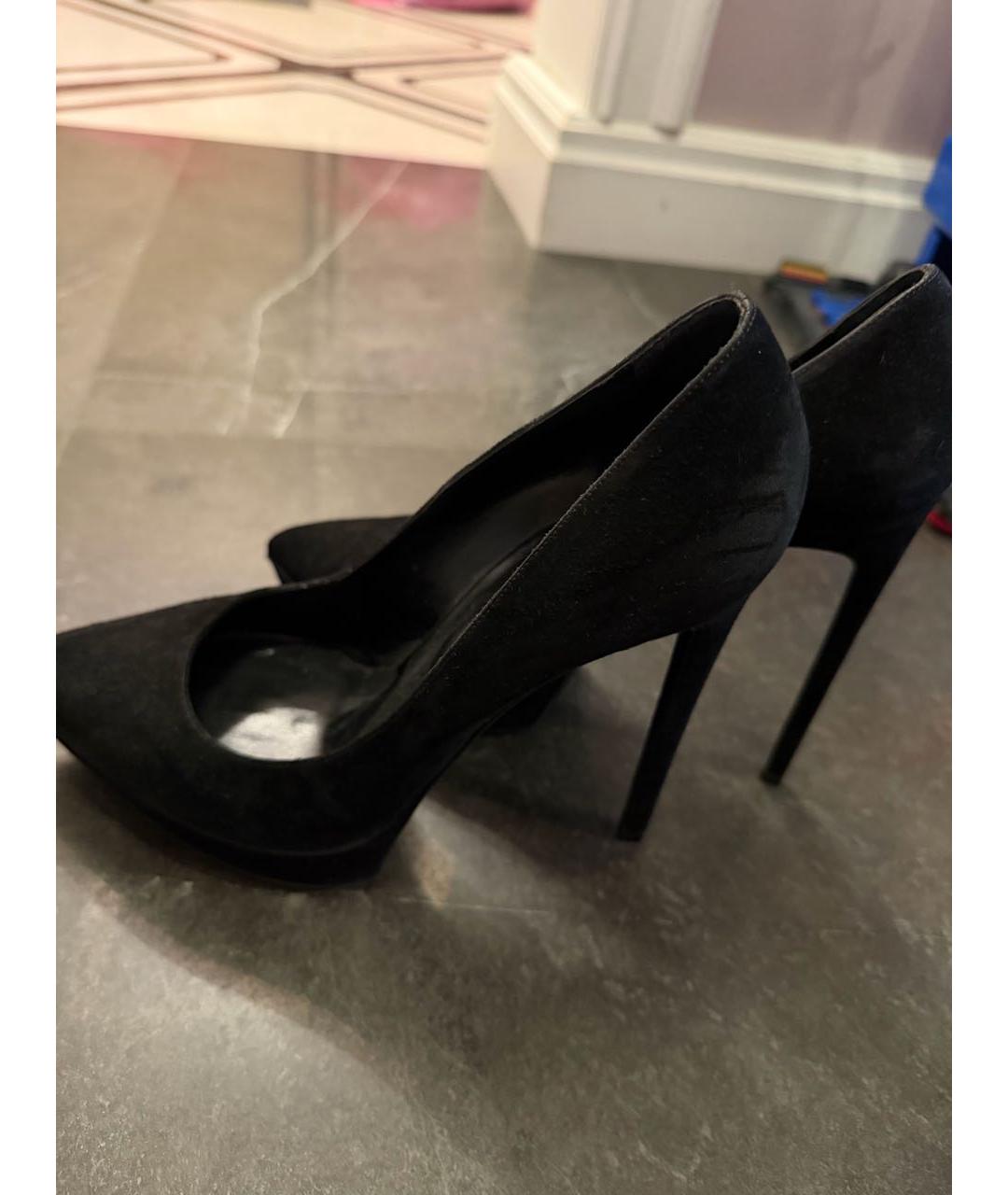 SAINT LAURENT Черные бархатные туфли, фото 6