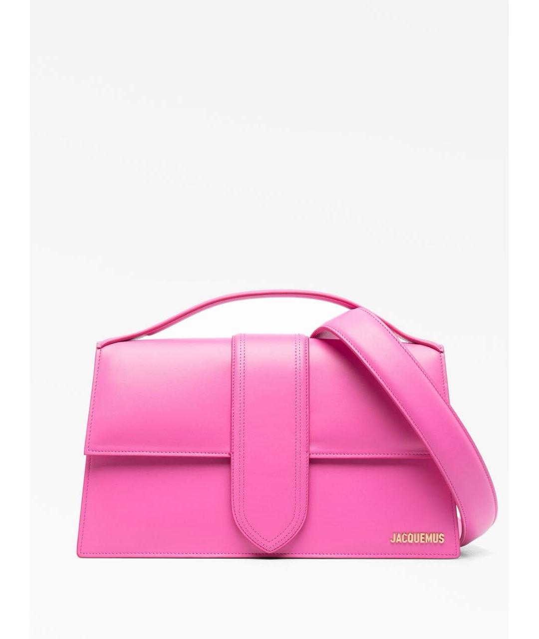 JACQUEMUS Розовая кожаная сумка с короткими ручками, фото 8