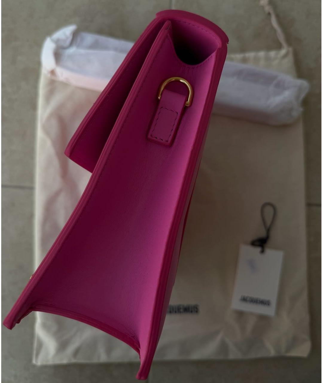 JACQUEMUS Розовая кожаная сумка с короткими ручками, фото 4