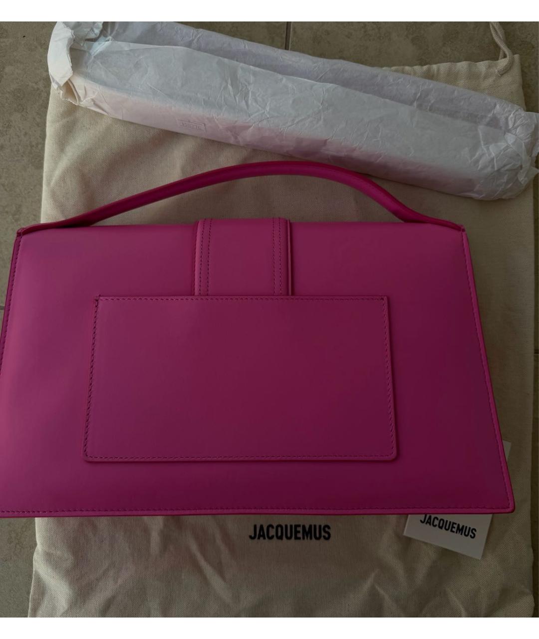 JACQUEMUS Розовая кожаная сумка с короткими ручками, фото 3