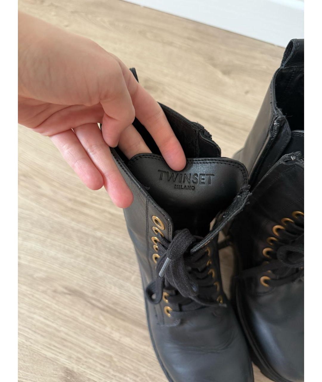 TWIN-SET Черные кожаные ботинки, фото 2