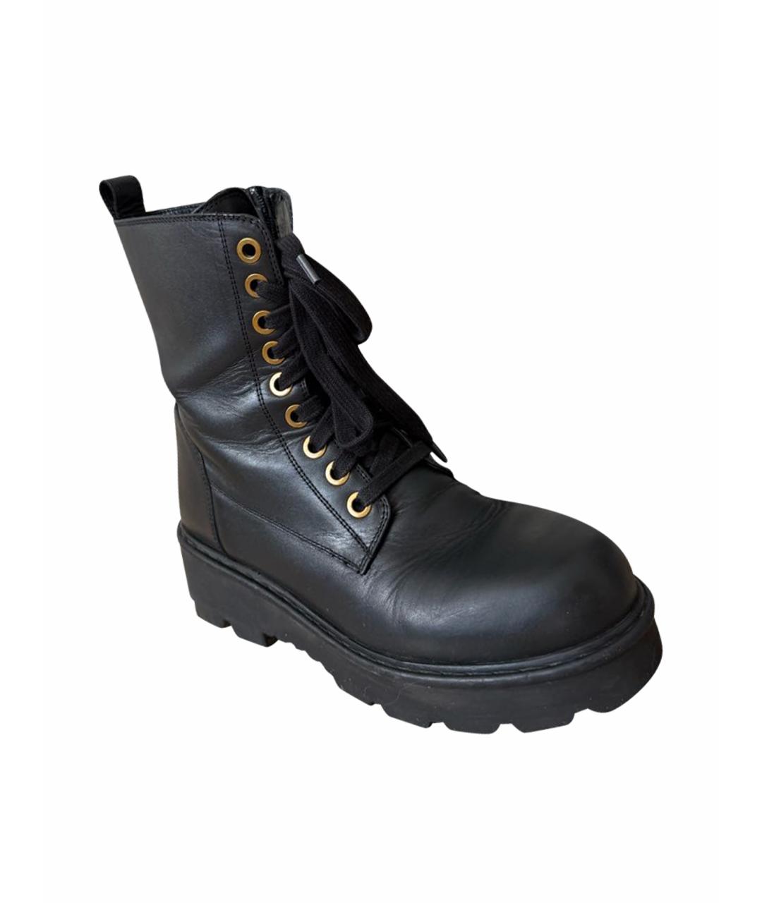 TWIN-SET Черные кожаные ботинки, фото 1