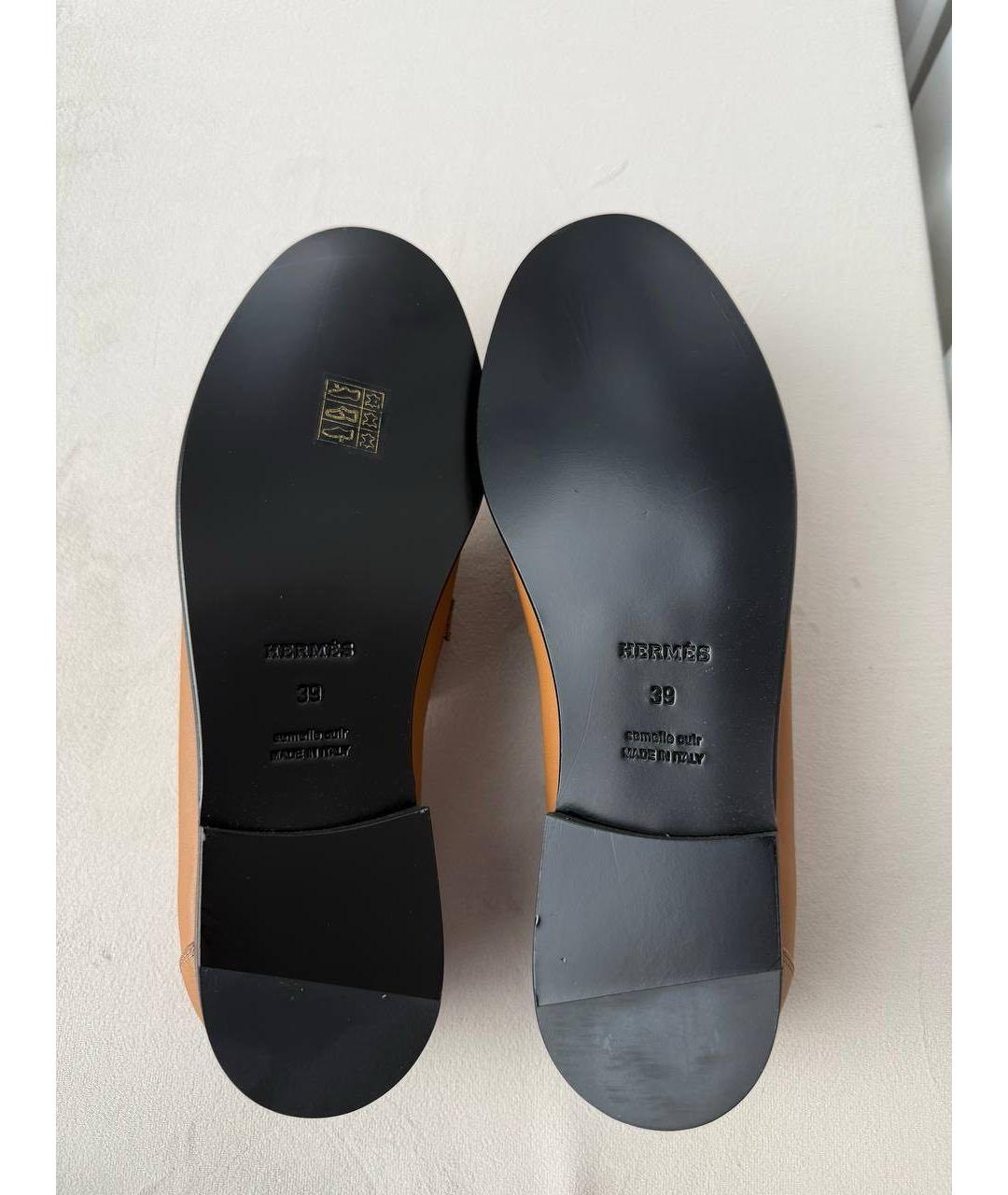 HERMES Коричневые кожаные лоферы, фото 4