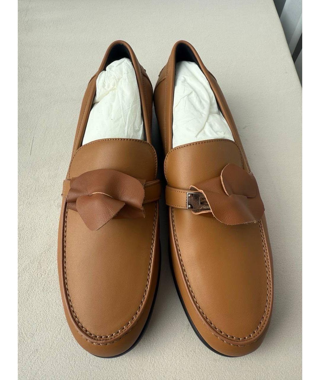 HERMES Коричневые кожаные лоферы, фото 6