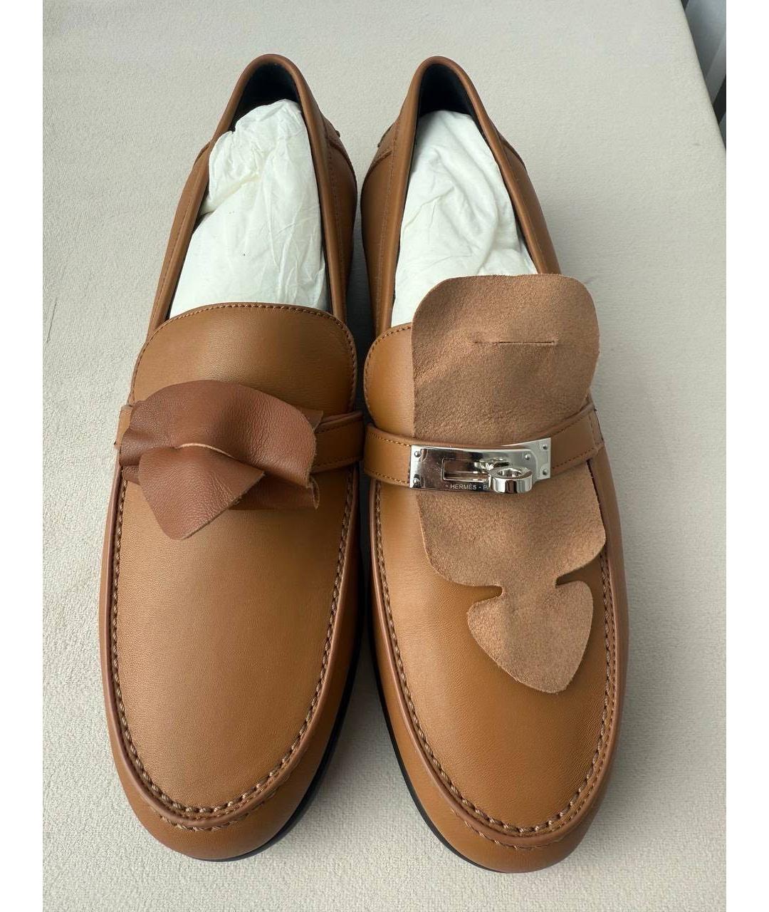 HERMES Коричневые кожаные лоферы, фото 2