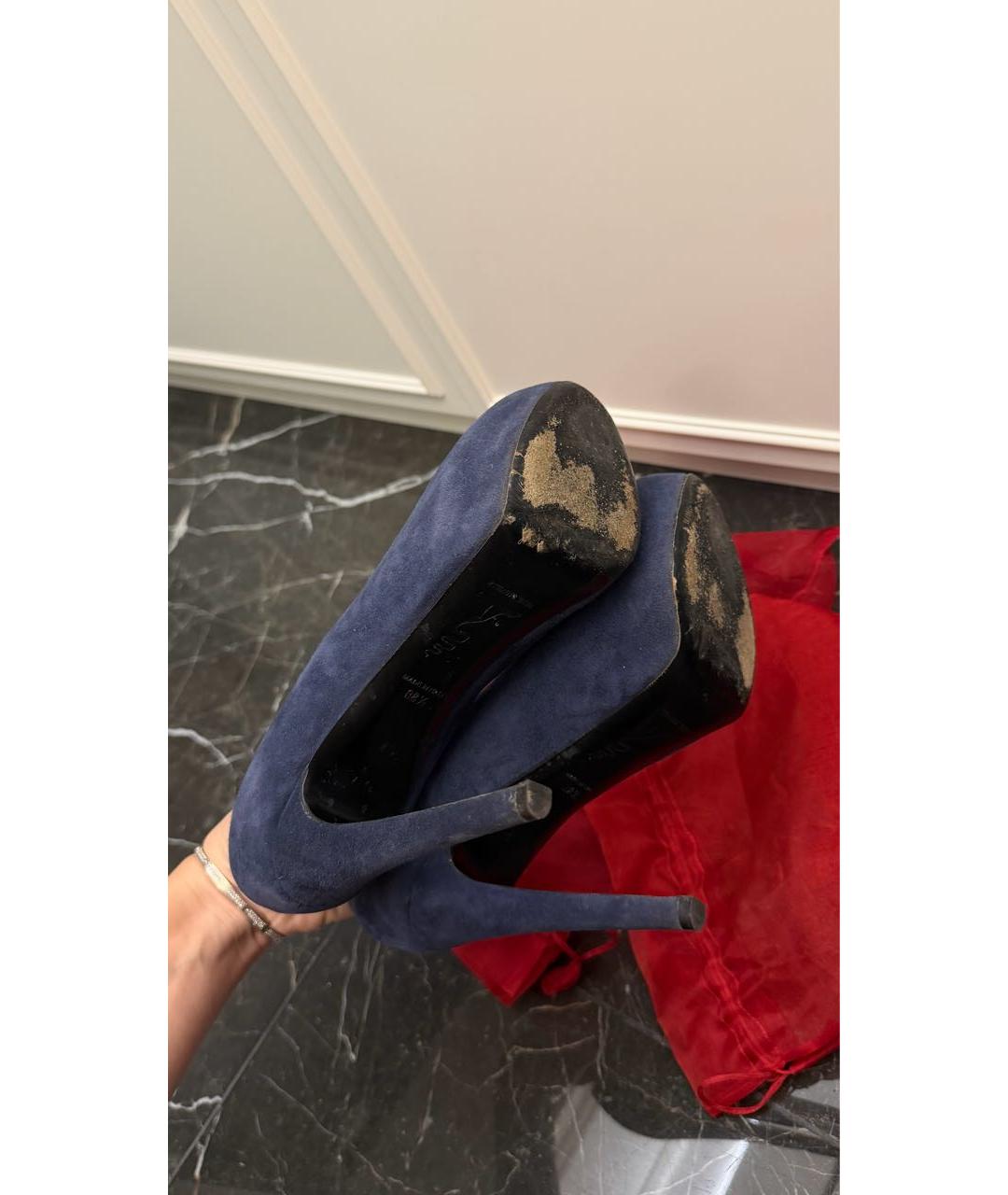 RENE CAOVILLA Темно-синие замшевые туфли, фото 6