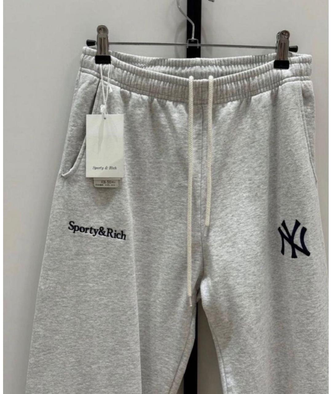 SPORTY AND RICH Серые хлопковые брюки широкие, фото 3