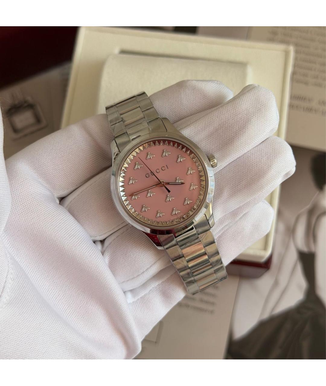 GUCCI Серебряные металлические часы, фото 4